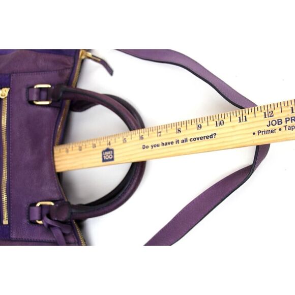 Vince Camuto PURPLE GENUINE LEATHER SHOULDER BAG HANDBAG TOTE HOBO PURSE - Picture 16 of 16